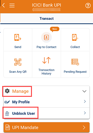  Block/Unblock UPI ID in ICICI Mobile Banking