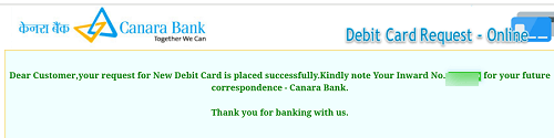 Re-issue New Canara Bank ATM/Debit Card When Existing Debit Card Expired