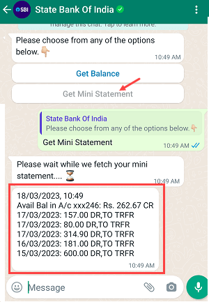 SBI WhatsApp Banking