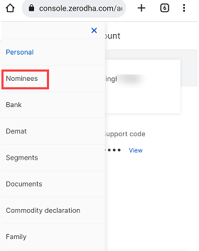 Add Nominee Zerodha