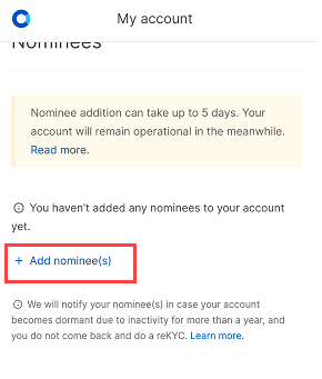 Add Nominee Zerodha