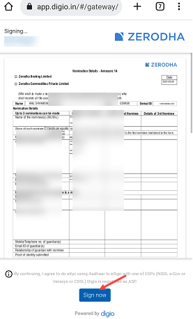Add Nominee Zerodha