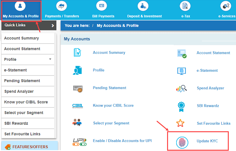 Check your SBI Account KYC Status Online