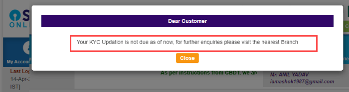 Check your SBI Account KYC Status Online
