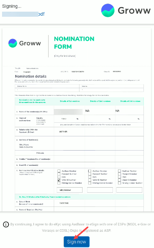 Add Nominee Online for Groww Demat Account