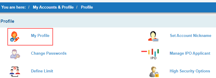 SBI My profile