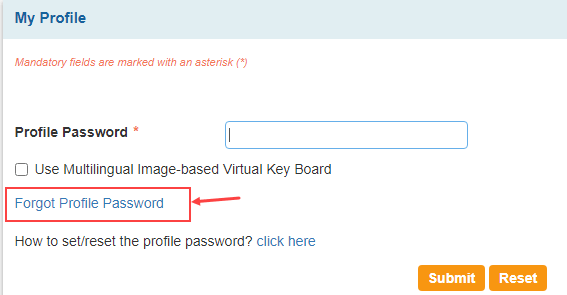 Reset SBI Profile Password Without Hint Question Answer