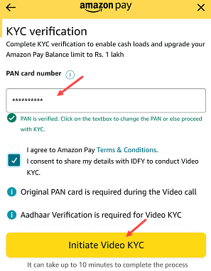 Complete Amazon Pay KYC Online