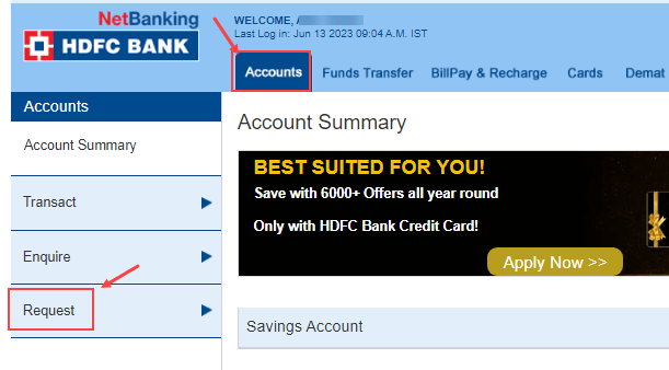 Register Update Pan Card HDFC Account Online