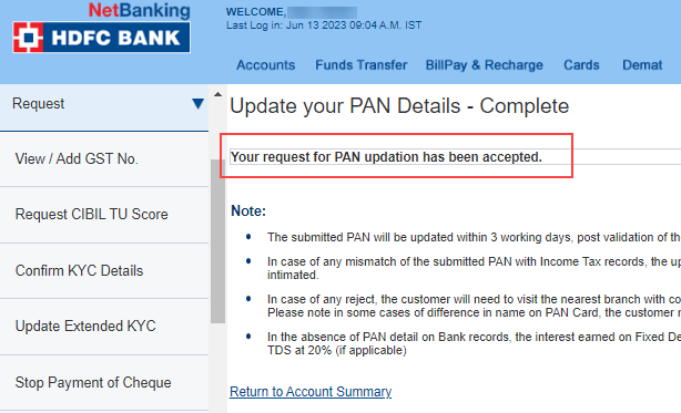 Register Update Pan Card HDFC Account Online