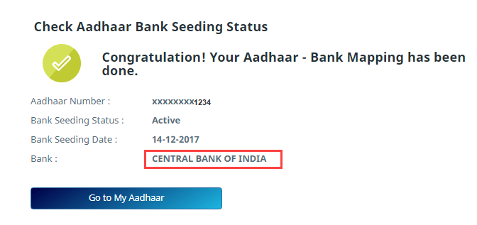 Check Aadhaar and Bank Account Linking Status