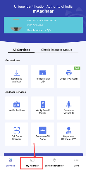 Check Bank Account & Aadhaar Linking Status through mAadhaar Application