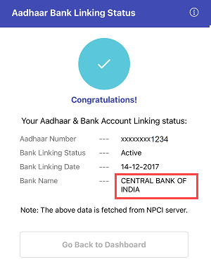 Check Bank Account & Aadhaar Linking Status through mAadhaar Application
