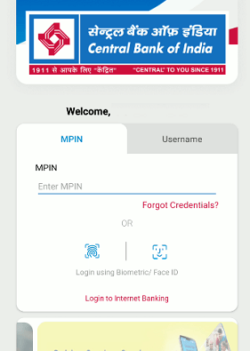 login to Central Bank of India mobile banking