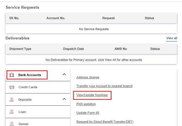 Add OR Update Nominee in ICICI Bank Online