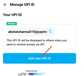 Change & Create New UPI ID in Paytm