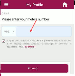 Axis Bank New Mobile Number Registration