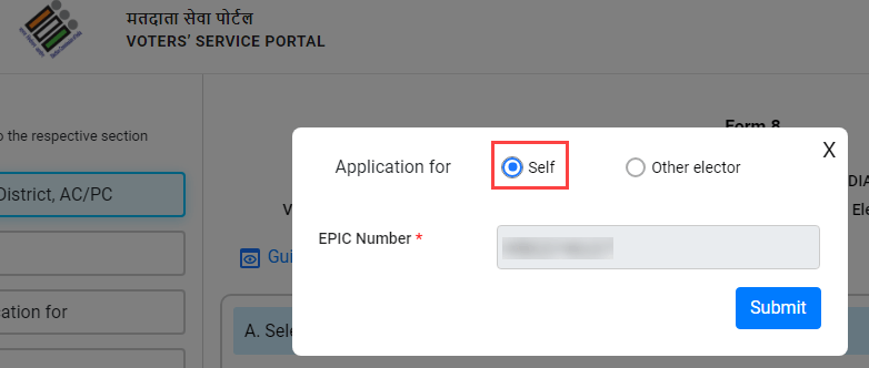Register/Update Mobile Number With Voter Card (EPIC) Online
