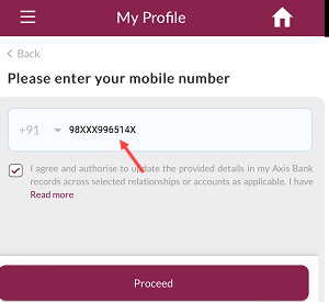 Change Axis Credit Card Registered Mobile Number Online