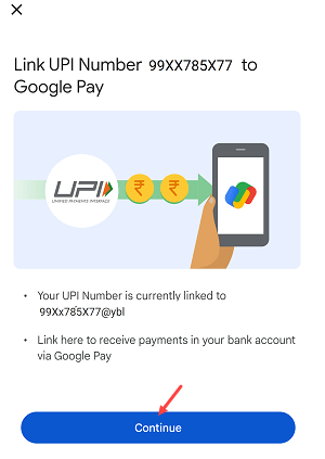 Set your Google Pay mobile number as your 10-digit UPI Number