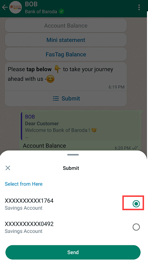 Check Bank of Baroda Account Balance on WhatsApp