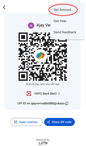 Create Custom Amount QR Code on Gpay