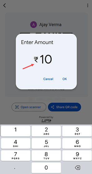 Create Custom Amount QR Code on Gpay