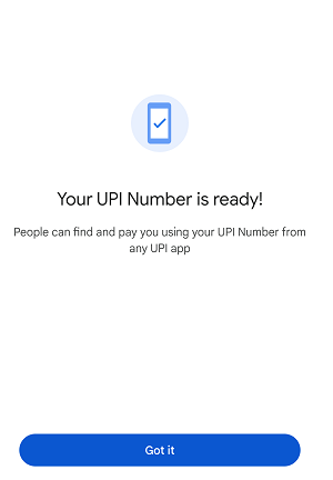 Google Pay create UPI number