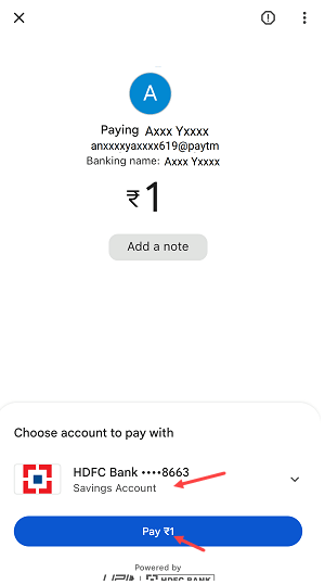 Google Pay Money transfer using UPI Number