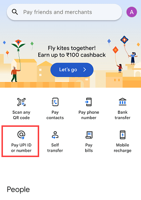 Google Pay Money transfer using UPI Number