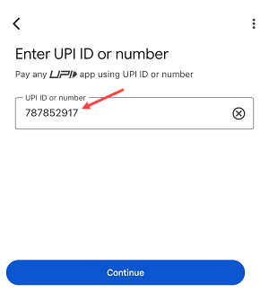 Google Pay Money transfer using UPI Number