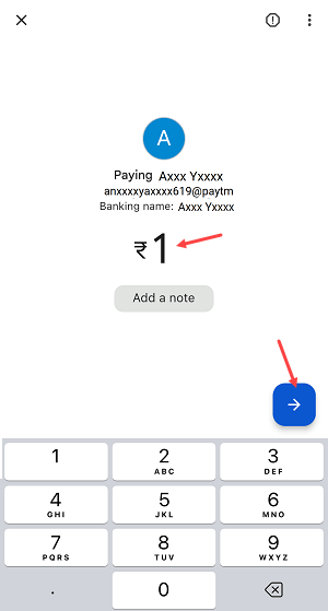 Google Pay Money transfer using UPI Number