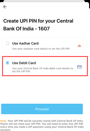 Create Central Bank of India UPI Account on PayTM and Create your UPI PIN