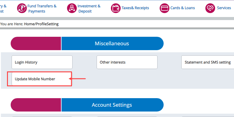 Register New Mobile Number Online with Central Bank of India