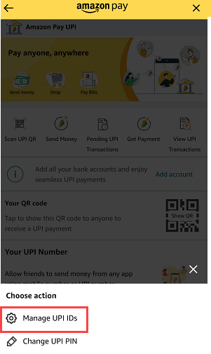 Create a new UPI ID on Amazon Pay