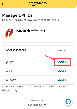 Create a new UPI ID on Amazon Pay