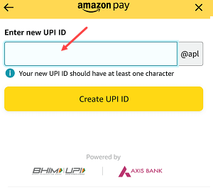 Create a new UPI ID on Amazon Pay