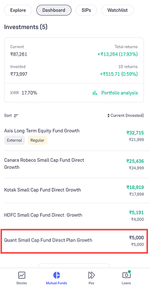 Invest One Time Amount in Mutual Fund on Groww
