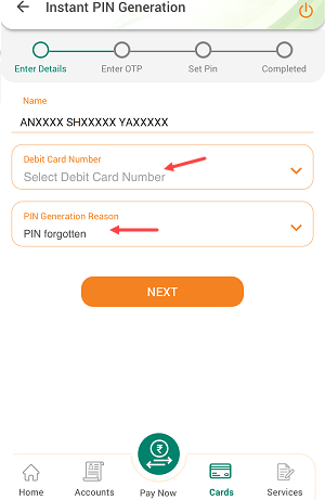 IDBI Bank ATM PIN online on Mobile banking