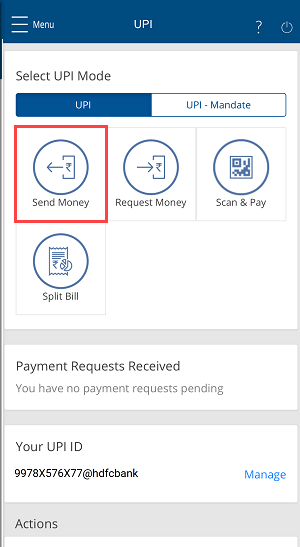 Send Money from HDFC account without UPI PIN