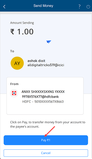 Send Money from HDFC account without UPI PIN