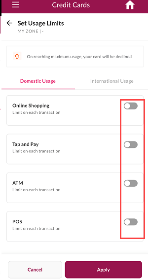 Axis Credit card block unblock