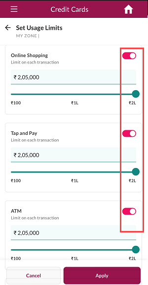 Axis Credit card block unblock