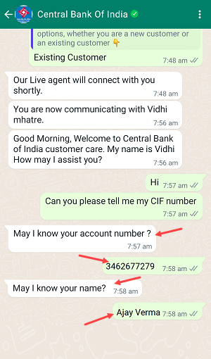 Check Central Bank of India CIF Number