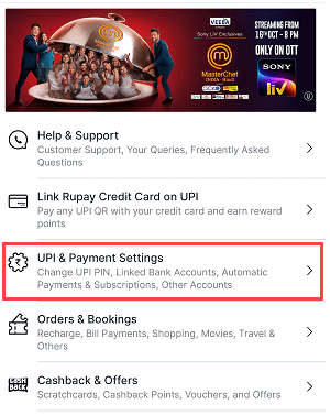 Paytm UPI & payment settings