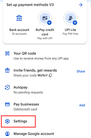 GooglePay Delete transaction history