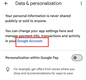 GooglePay Delete transaction history
