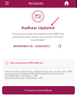 Link Aadhaar with Axis Bank Account