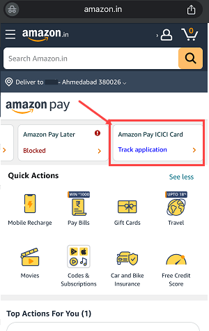 Track Amazon Pay ICICI Bank Credit Card Application Status Online