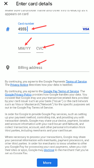Google Pay add debit card credit card